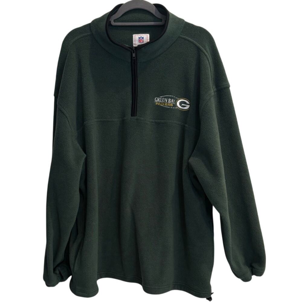 Green Bay Packers Quarter Zip Fleece Jacket Sweater Size 2XL